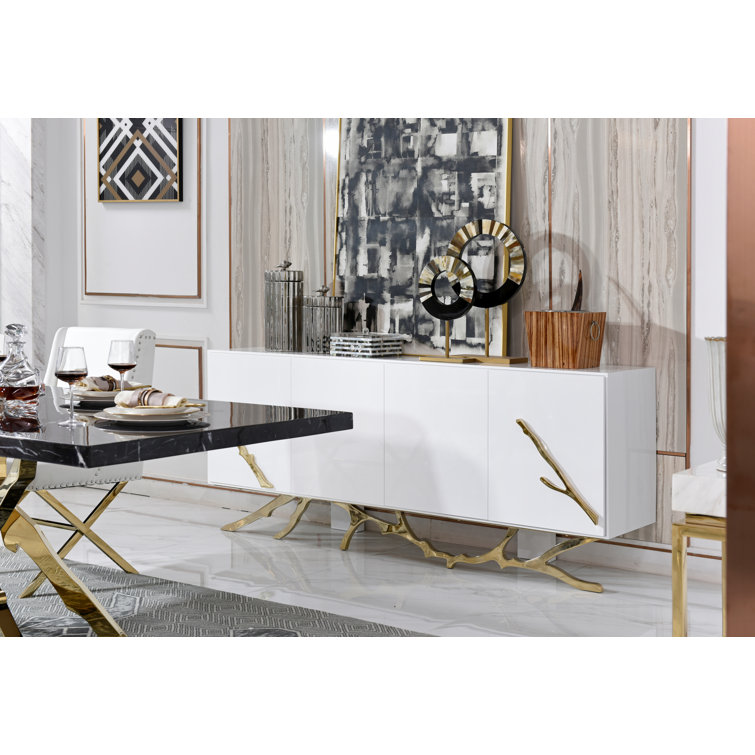 Everly Quinn Legend Modern White Gold Buffet Wayfair